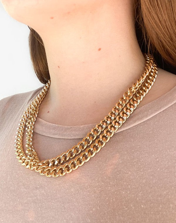 Double Strand Chain Link Necklace