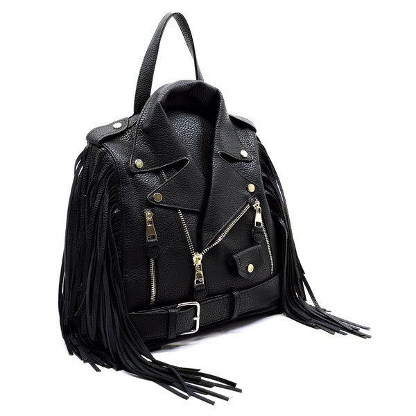 Motorcycle Jacket Fringe Backpack