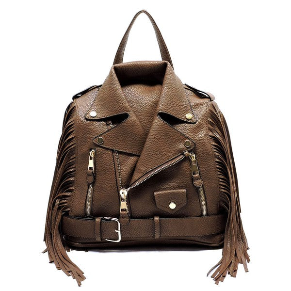 Motorcycle Jacket Fringe Backpack