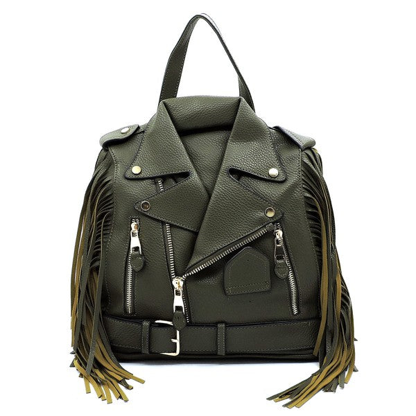 Motorcycle Jacket Fringe Backpack