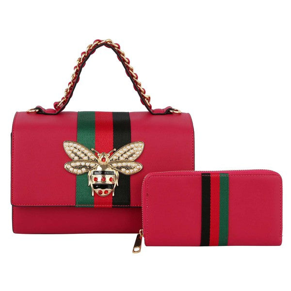 Queen Bee Stripe 2 in 1 Boxy Satchel