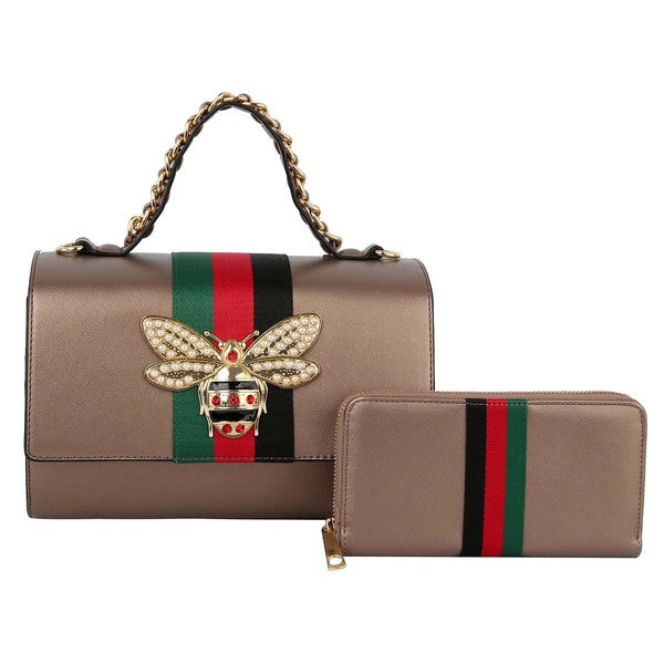 Queen Bee Stripe 2 in 1 Boxy Satchel
