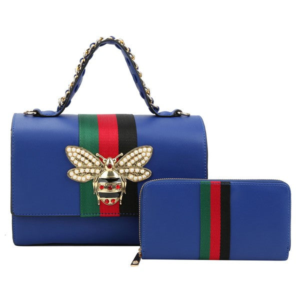 Queen Bee Stripe 2 in 1 Boxy Satchel
