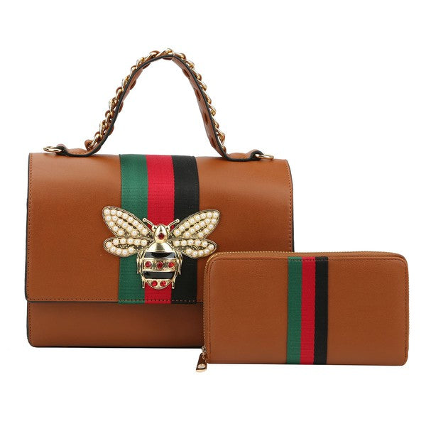 Queen Bee Stripe 2 in 1 Boxy Satchel