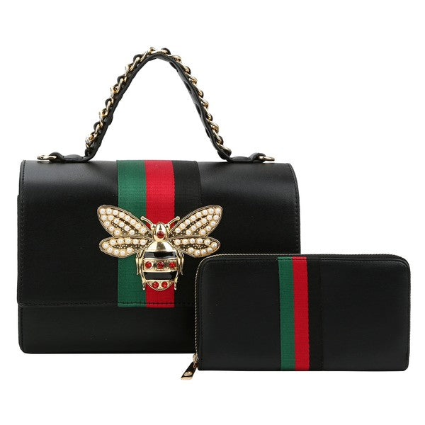 Queen Bee Stripe 2 in 1 Boxy Satchel