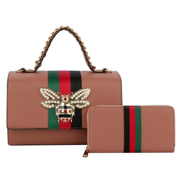 Queen Bee Stripe 2 in 1 Boxy Satchel