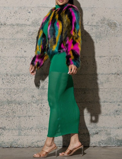 Multi Color Fury Coat
