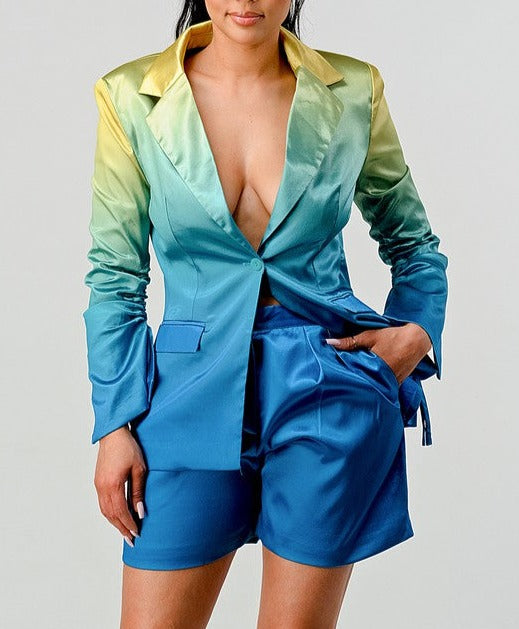 Ombre Blazer Suit Set