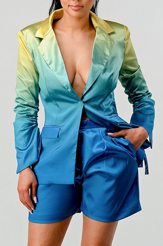 Ombre Blazer Suit Set
