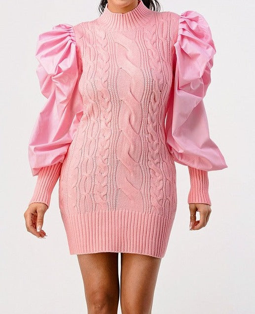 Puffy Sweater Mini Dress