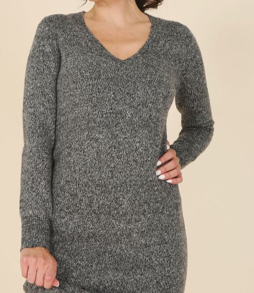 V neck sweater maxi dress