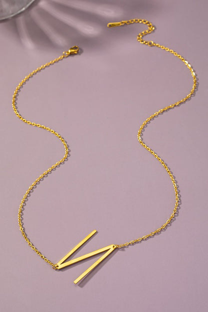 Large stainless steel initial pendant necklace