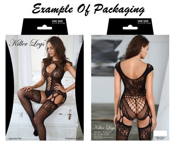 Plunge V-Neck Fishnet Bodystocking Plus