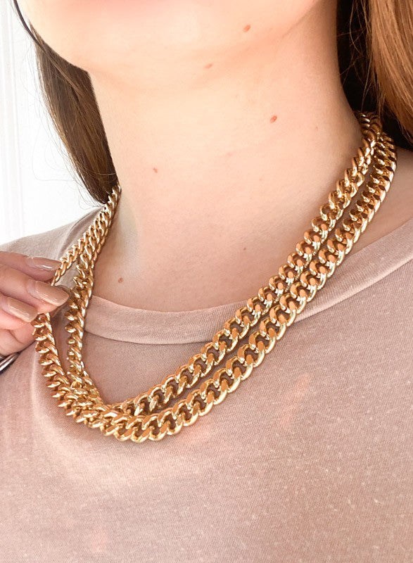 Double Strand Chain Link Necklace