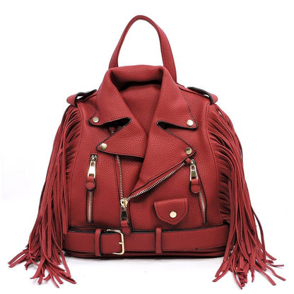 Motorcycle Jacket Fringe Backpack