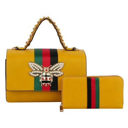 Queen Bee Stripe 2 in 1 Boxy Satchel
