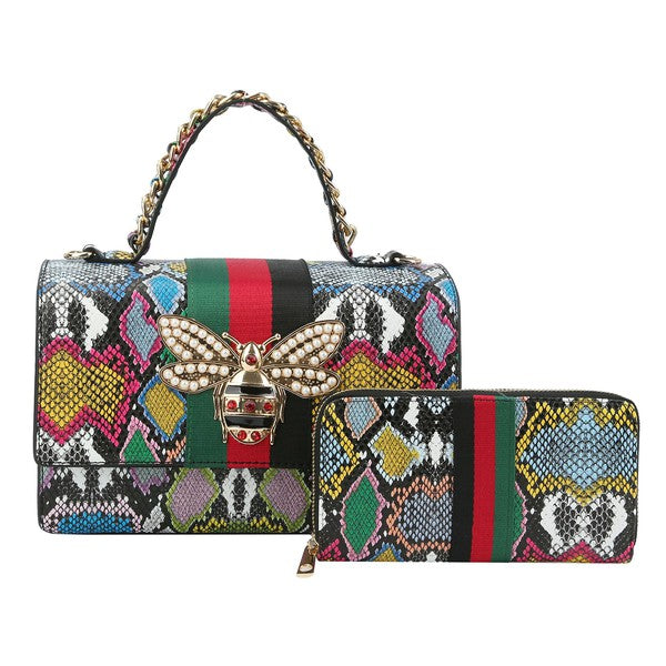 Queen Bee Stripe 2 in 1 Boxy Satchel