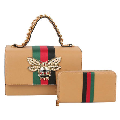 Queen Bee Stripe 2 in 1 Boxy Satchel