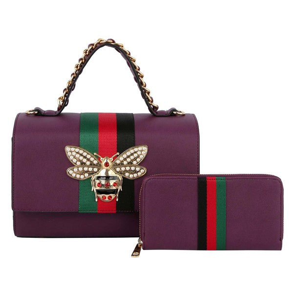 Queen Bee Stripe 2 in 1 Boxy Satchel