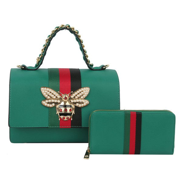 Queen Bee Stripe 2 in 1 Boxy Satchel
