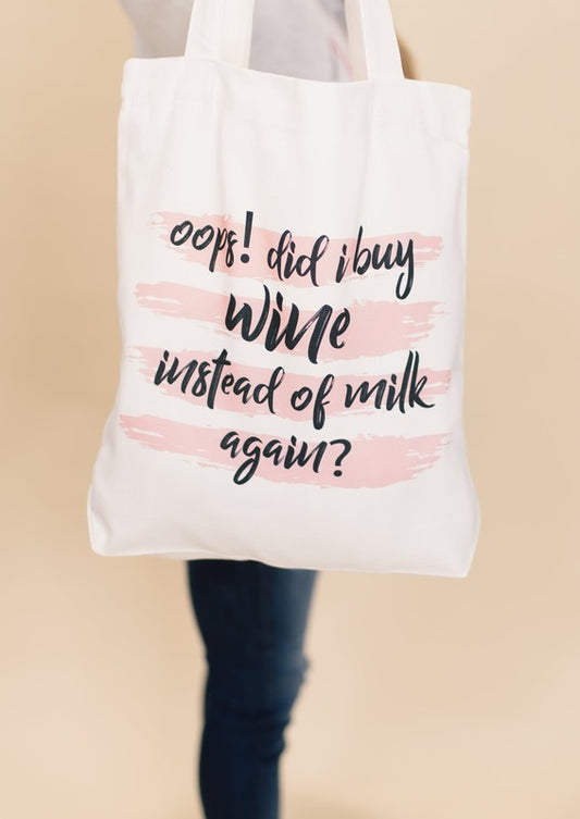OOPS DID I BUY WINE   GRAPHIC TOTE BAG