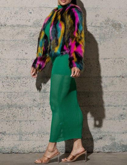 Multi Color Fury Coat