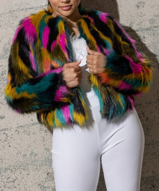 Multi Color Fury Coat