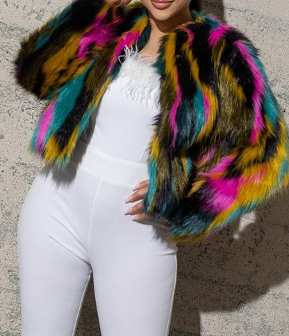 Multi Color Fury Coat