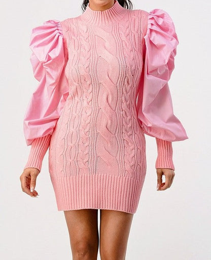Puffy Sweater Mini Dress