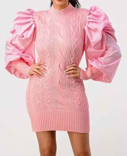 Puffy Sweater Mini Dress