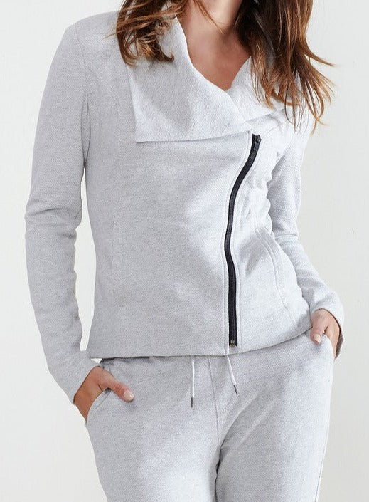 Oversized Collar Zip Up Moto Jacket