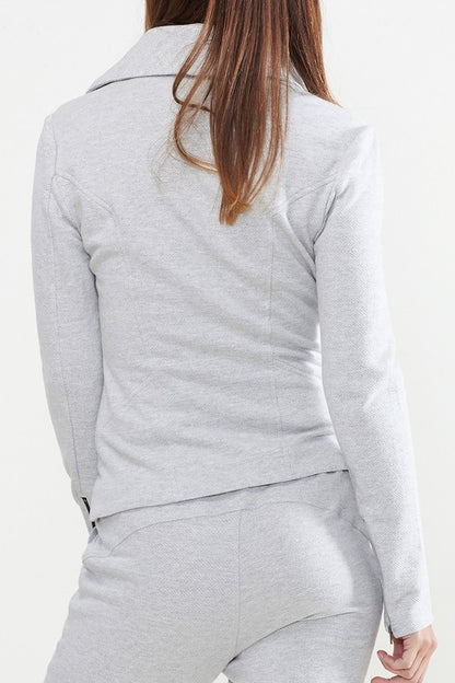 Oversized Collar Zip Up Moto Jacket