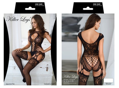 Strip Halter Crotchless Fishnet Bodystocking