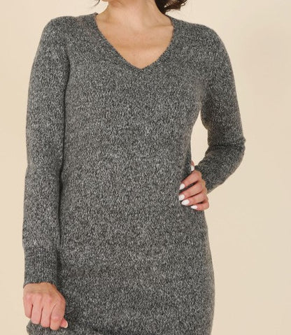 V neck sweater maxi dress